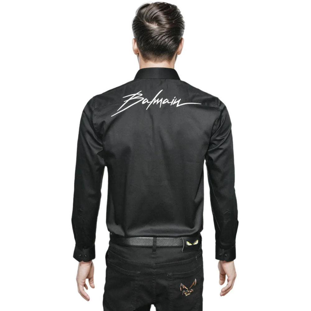 Balmain Black Premium Quality Slim Fit Formal Men's Shirt-1