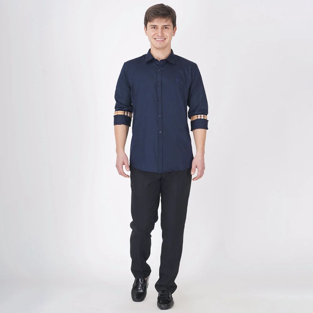 Burberry Navy Blue Premium Quality Shirt-3
