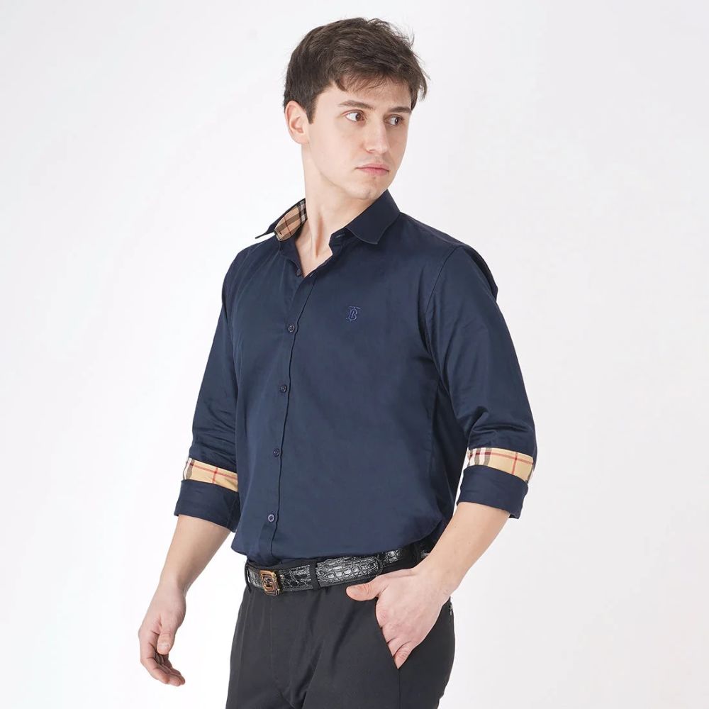 Burberry Navy Blue Premium Quality Shirt-4