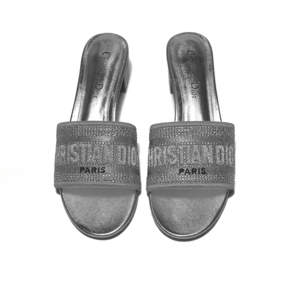 Christian Dior Silver Studded Premium Quality Heels Sandals-5