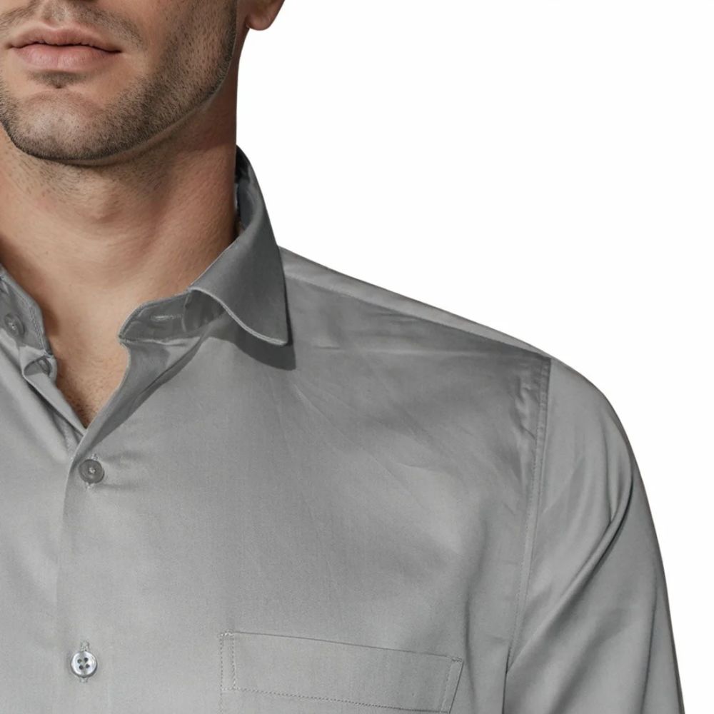 Emporio Armani Grey Premium Quality Flocking Text On Pocket Shirt-4