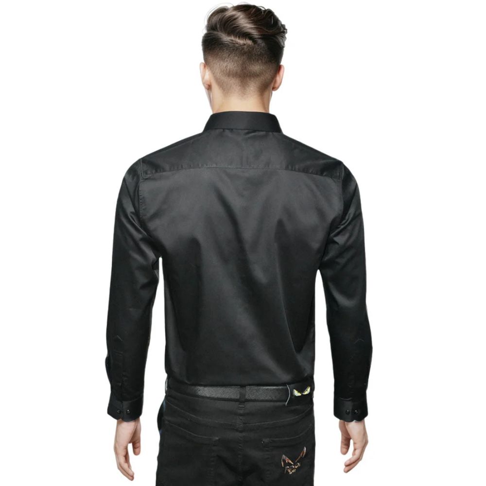 Emporio Armani Black Premium Quality Flocking Text On Pocket Shirt-1