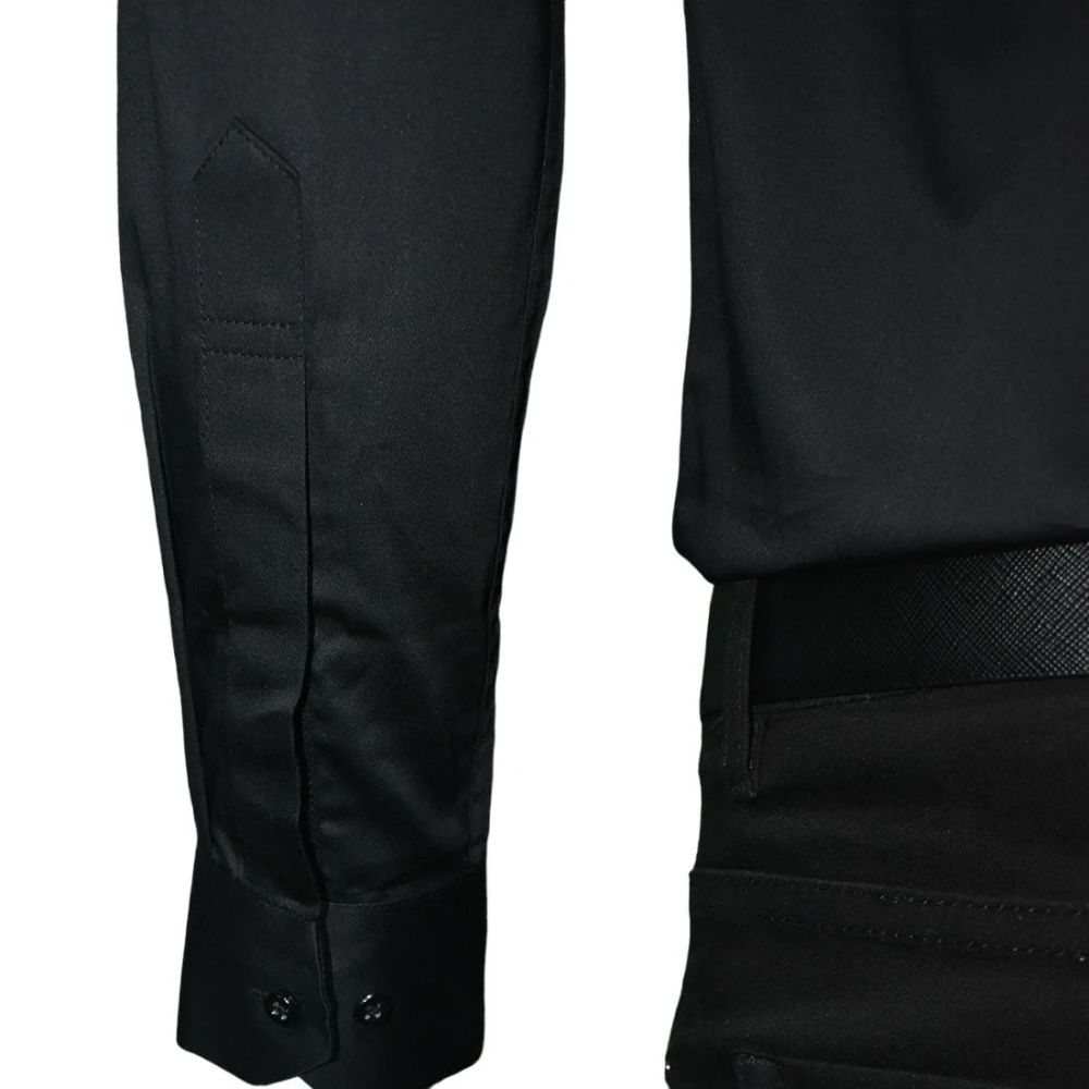 Emporio Armani Black Premium Quality Flocking Text On Pocket Shirt-5