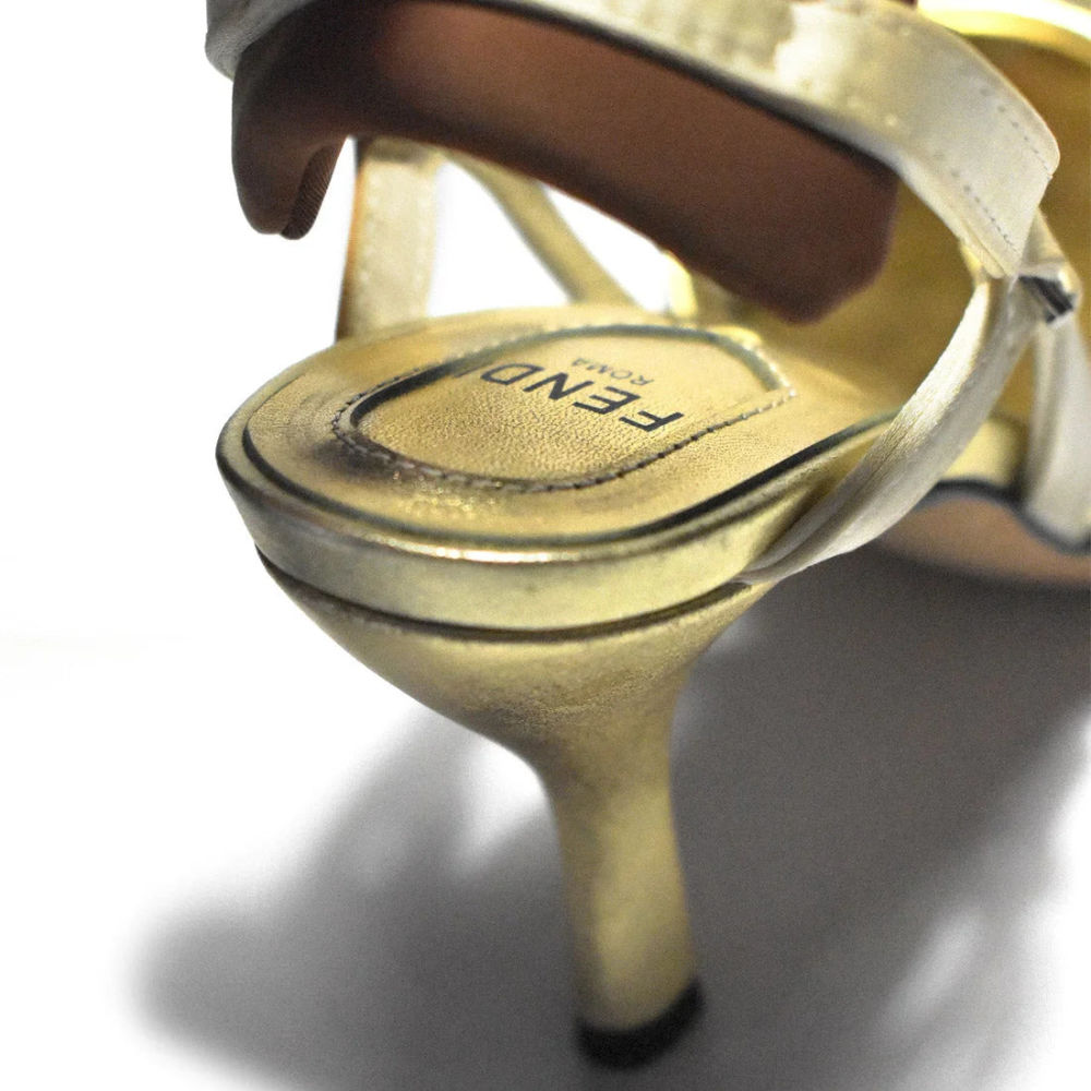 Fendi Golden Premium Quality Pencil Heels Sandals-3