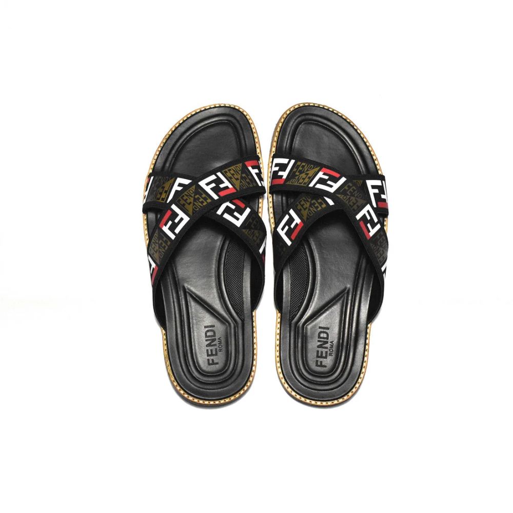 Fendi Black Premium Quality Men's Flip-Flops-3