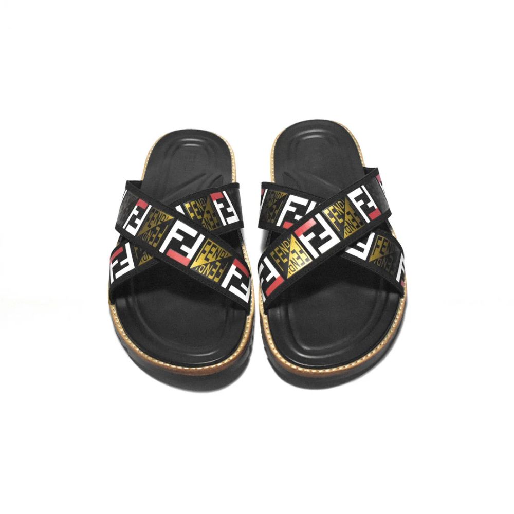 Fendi Black Premium Quality Men's Flip-Flops-4