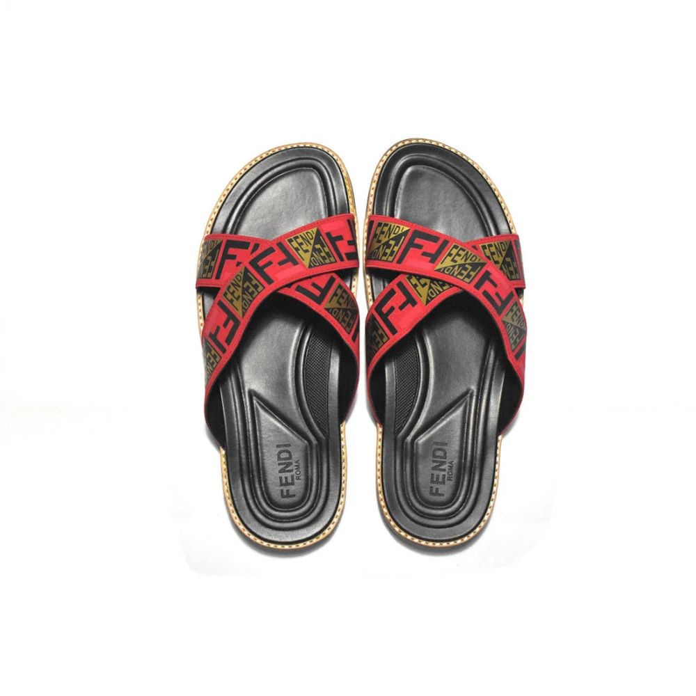 Fendi Red Premium Quality Men's Flip-Flops-3