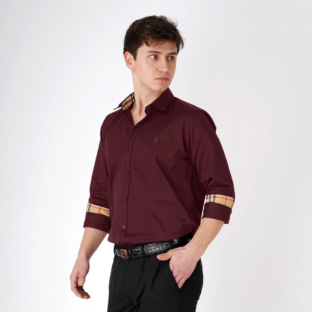 Burberry Wine Premium Quality Shirt-thumb-4