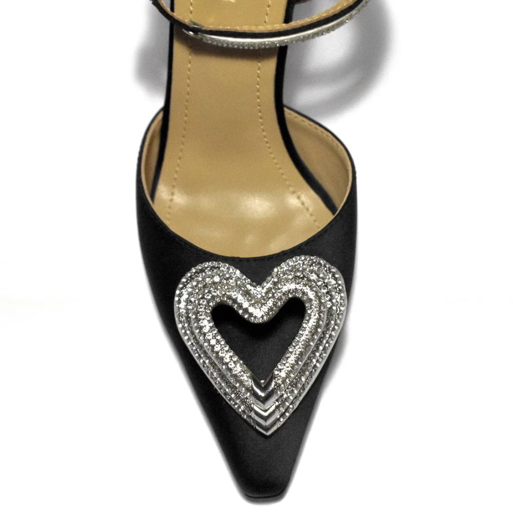 Mach & Mach Heart Printed Black Pencil Heels Sandals-3