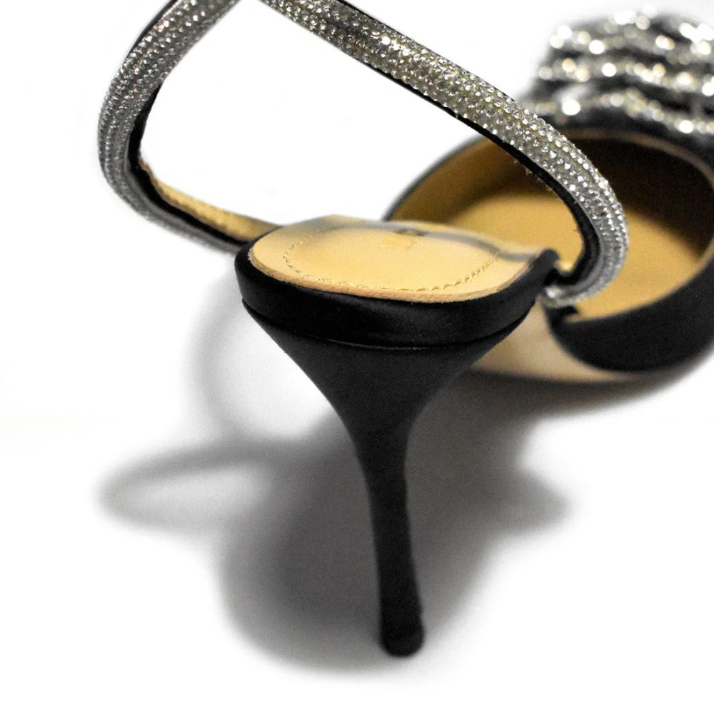 Mach & Mach Heart Printed Black Pencil Heels Sandals-4