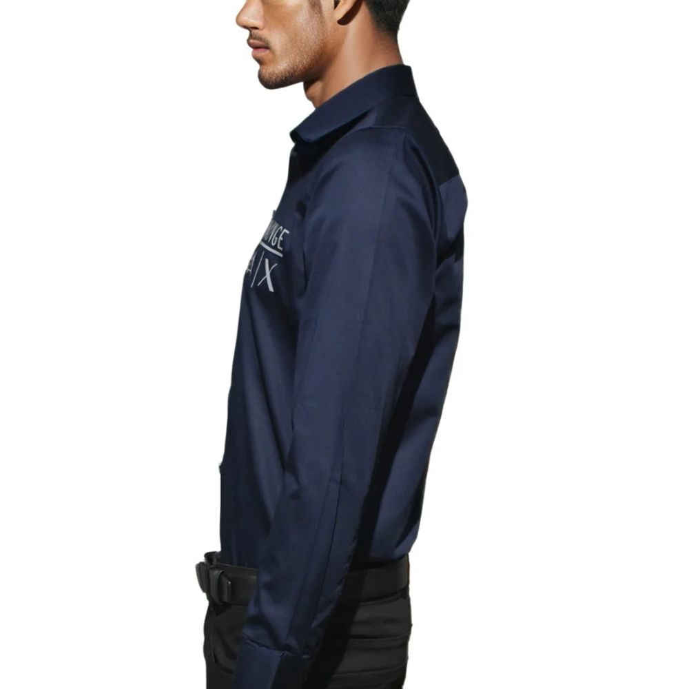 Armani Exchange Printed Navy Blue Premium Quality Men's Shirt-3