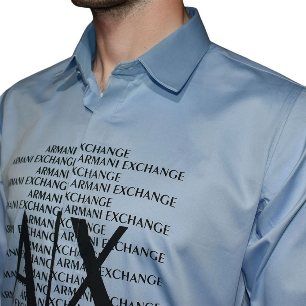 Armani Exchange Sky Blue Premium Quality Full Sleeve Shirt-2