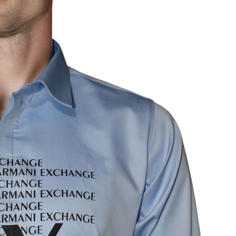 Armani Exchange Sky Blue Premium Quality Full Sleeve Shirt-5