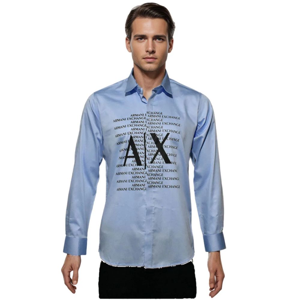 Armani Exchange Sky Blue Premium Quality Full Sleeve Shirt-6