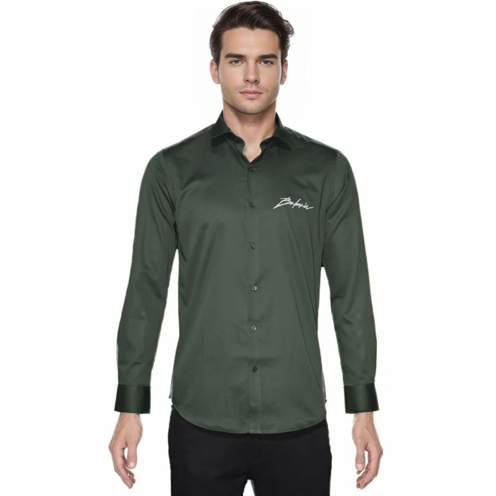Balmain Green Premium Quality Slim Fit Formal Men's Shirt-6