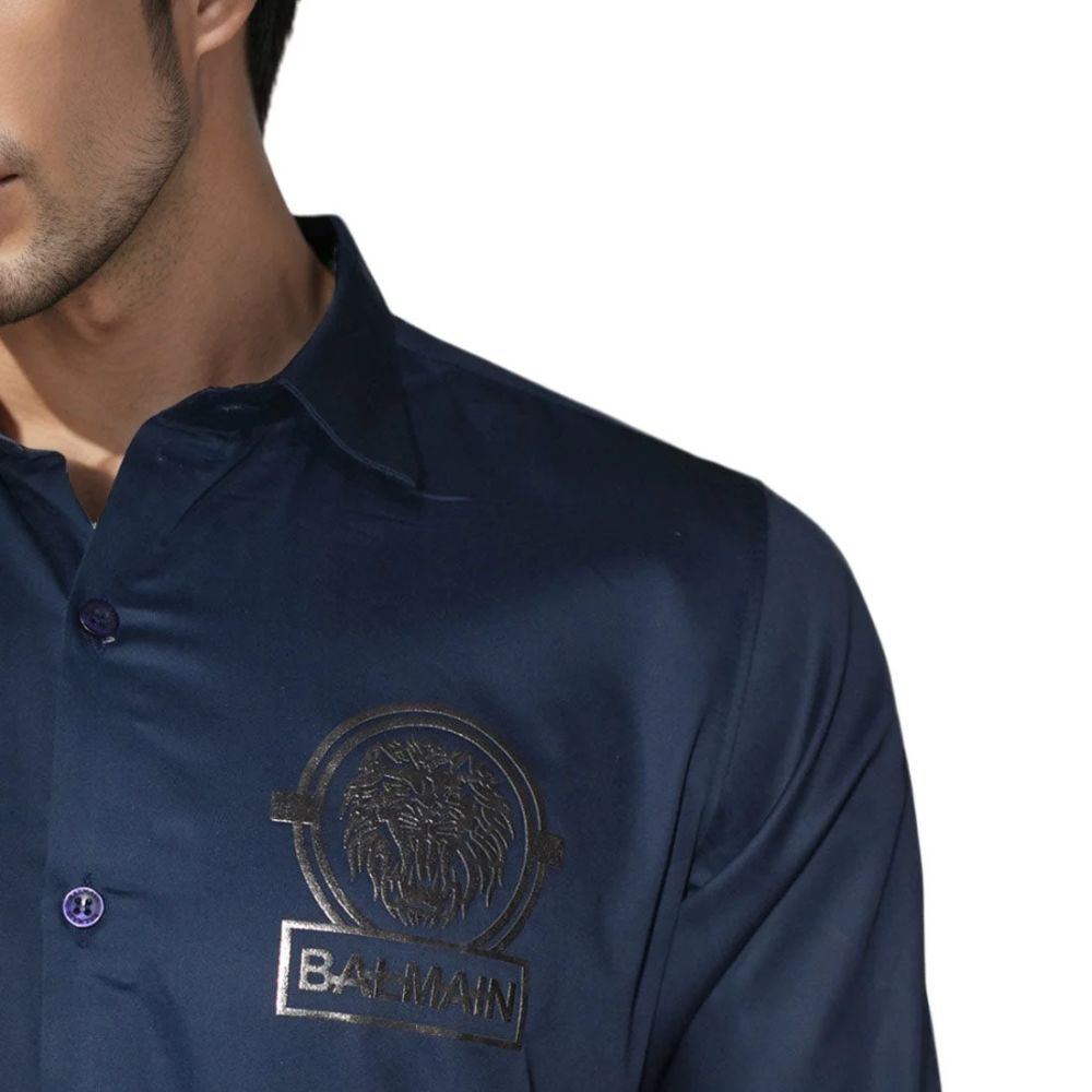 Balmain Paris Navy Blue Premium Quality Shirt-4