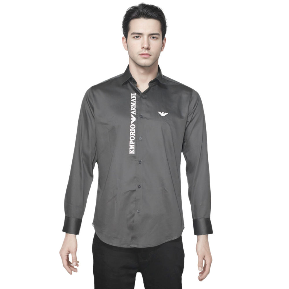 Emporio Armani Grey Premium Logo Print Shirt-7