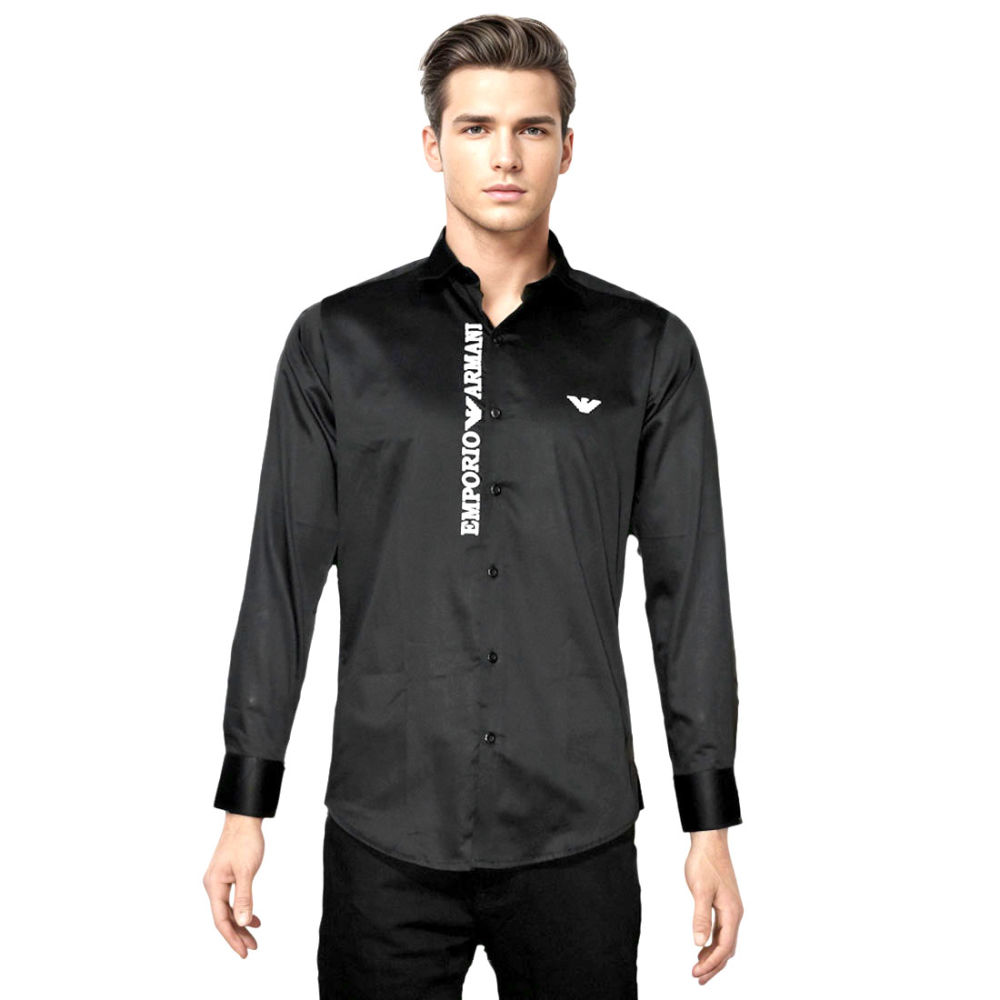 Emporio Armani Black Premium Logo Print Shirt-7