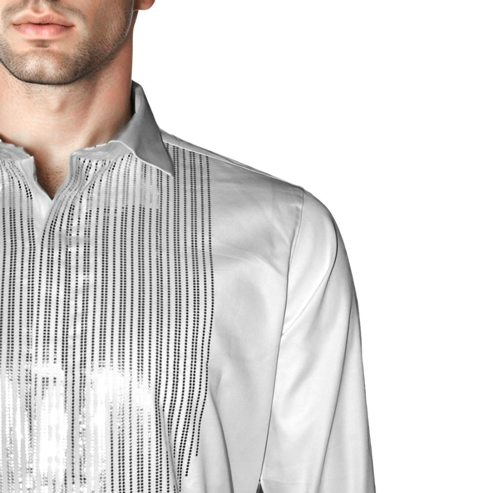 Armani Exchange White Premium Quality Tuxedo Shirt-thumb-4