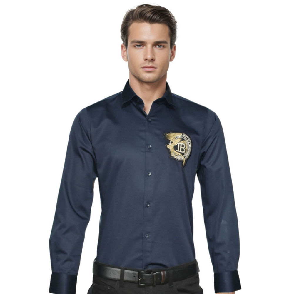 Balmain Navy Blue Premium Quality Shirt-thumb-0