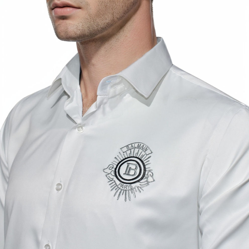 Balmain Embroidered White Premium Quality Shirt-thumb-2