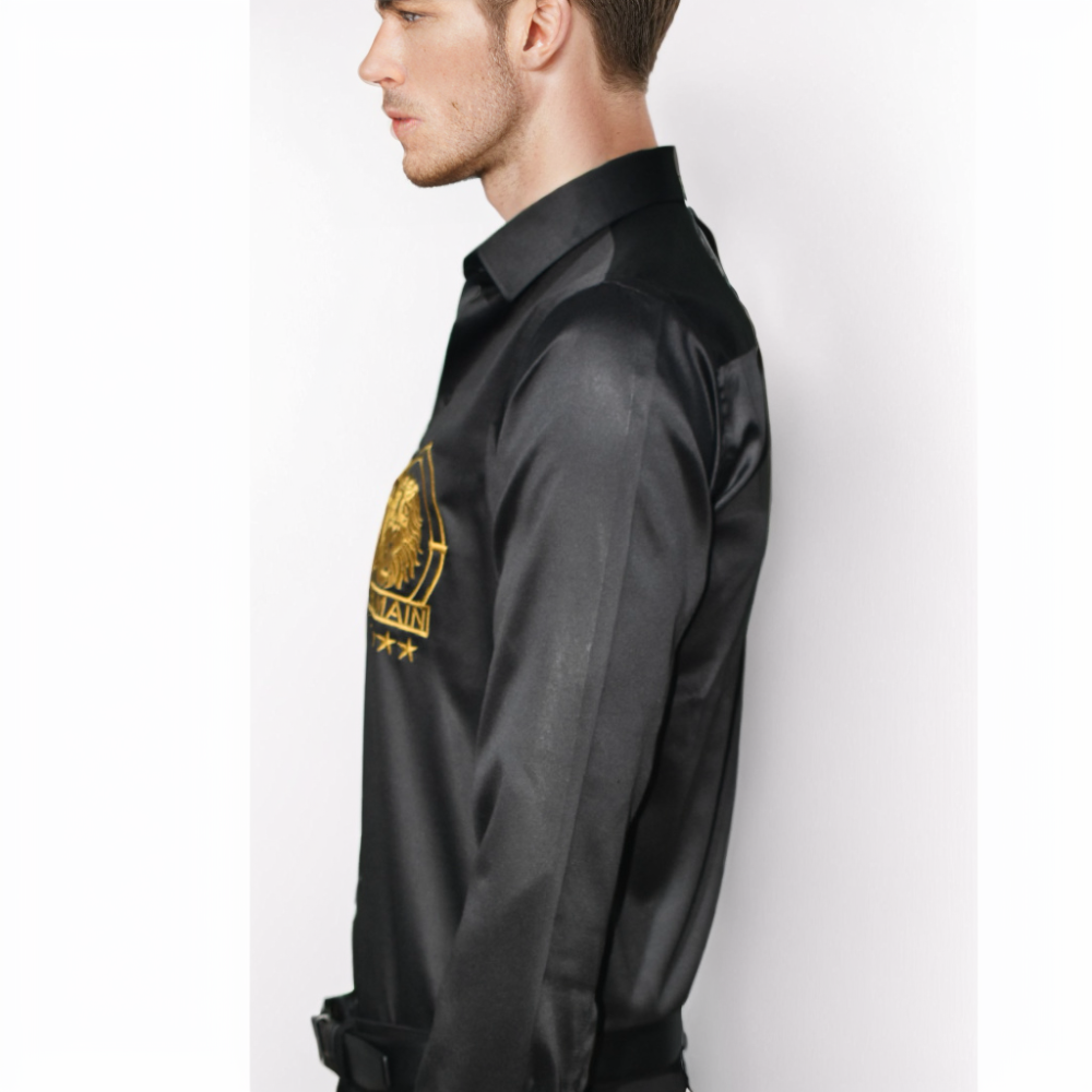 Balmain Tiger Embroidered Black Premium Shirt-3