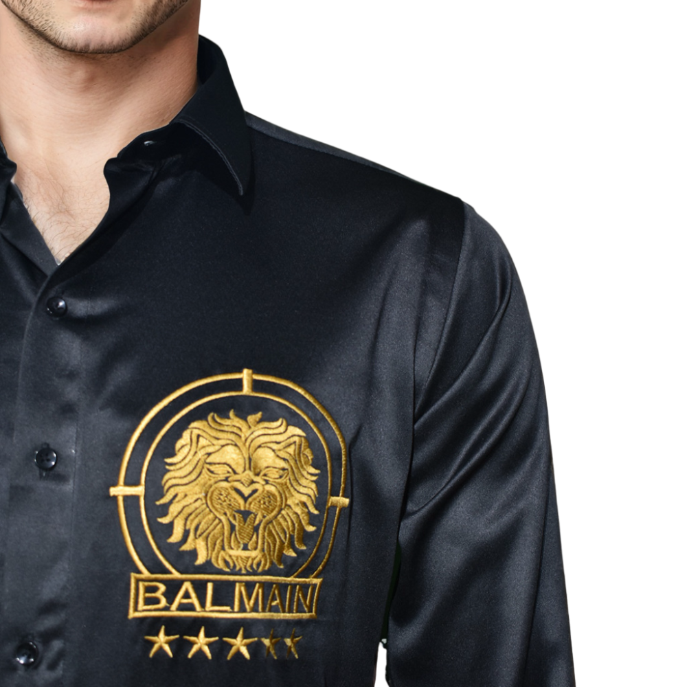 Balmain Tiger Embroidered Black Premium Shirt-4