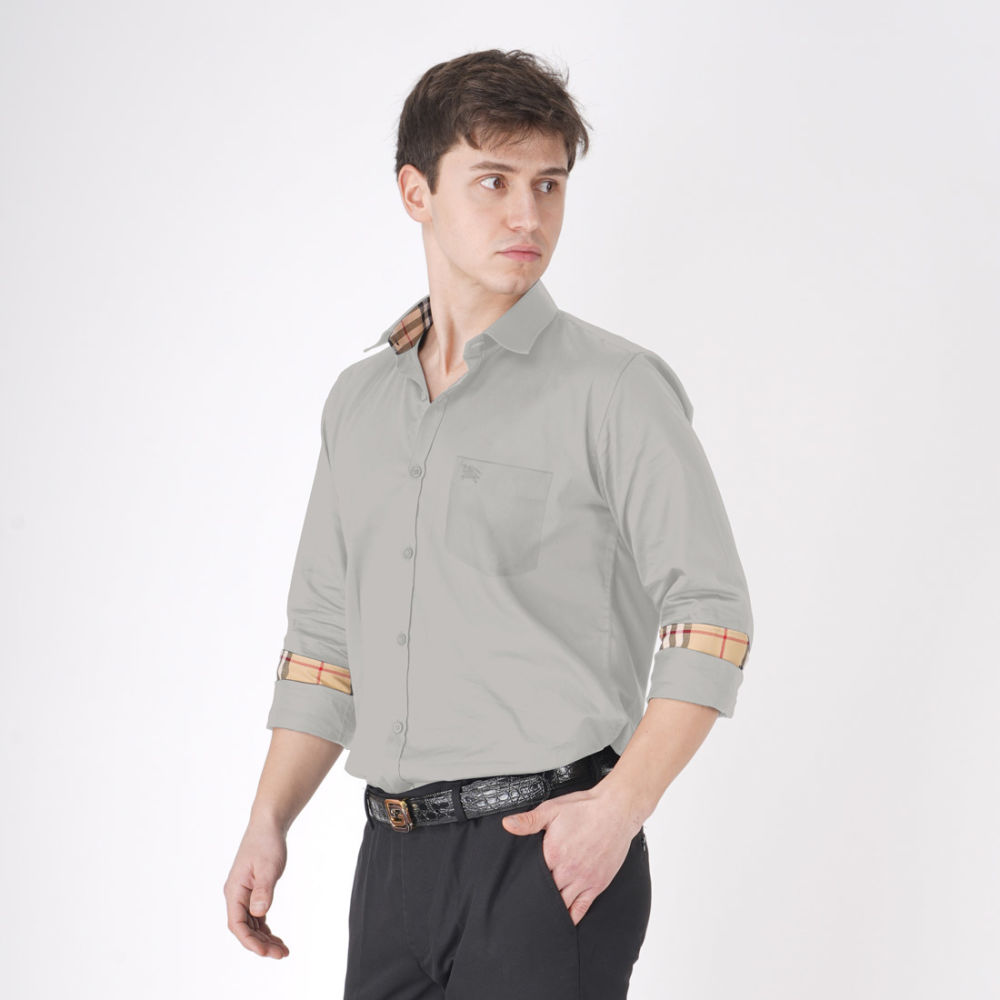 Burberry Olive Grey Premium Quality Shirt-3