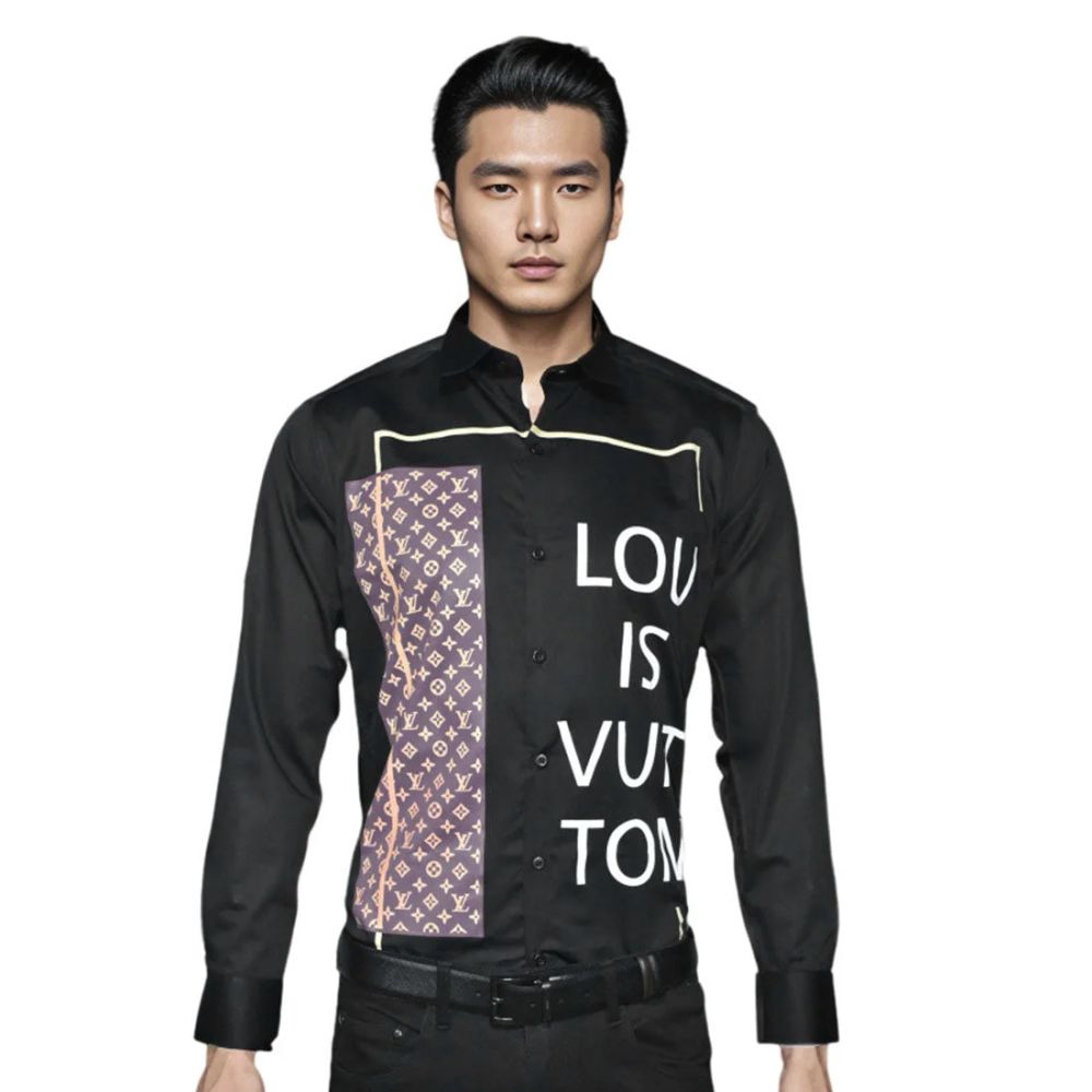 Louis Vuitton Black Premium Quality Men's Stylish Shirt-thumb-0