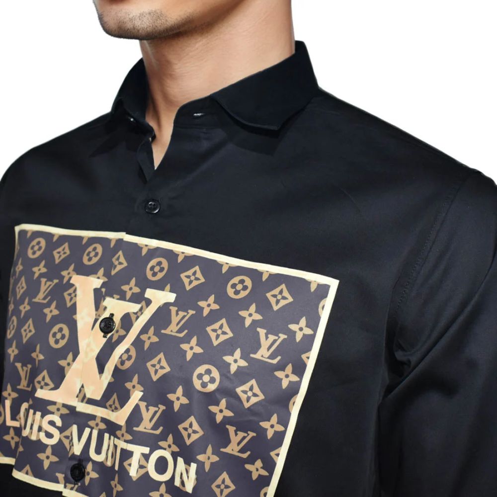 Louis Vuitton Black Premium Quality New Designer Men's Casual Shirt-thumb-2