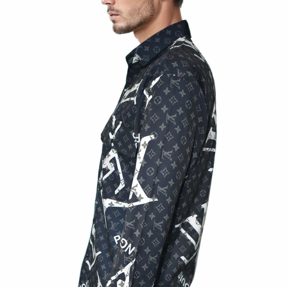Louis Vuitton Black Premium Quality Printed Shirt-thumb-3