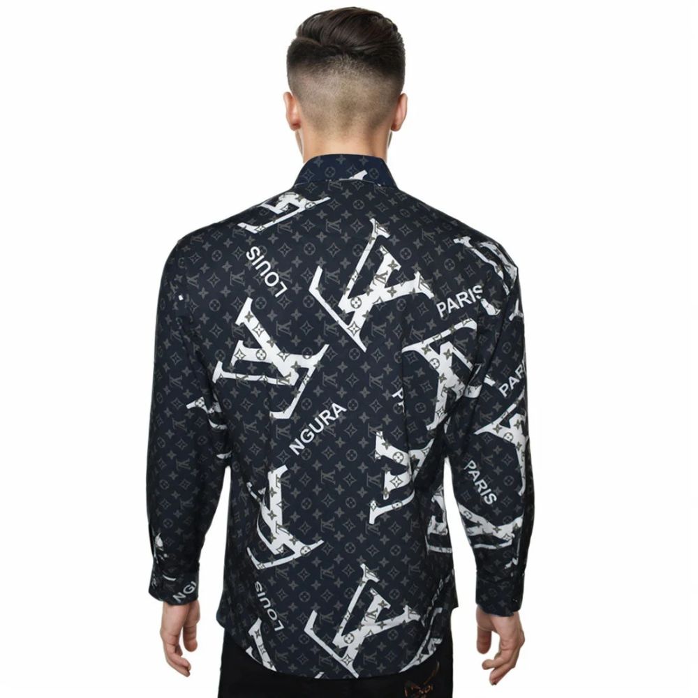 Louis Vuitton Black Premium Quality Printed Shirt-thumb-1