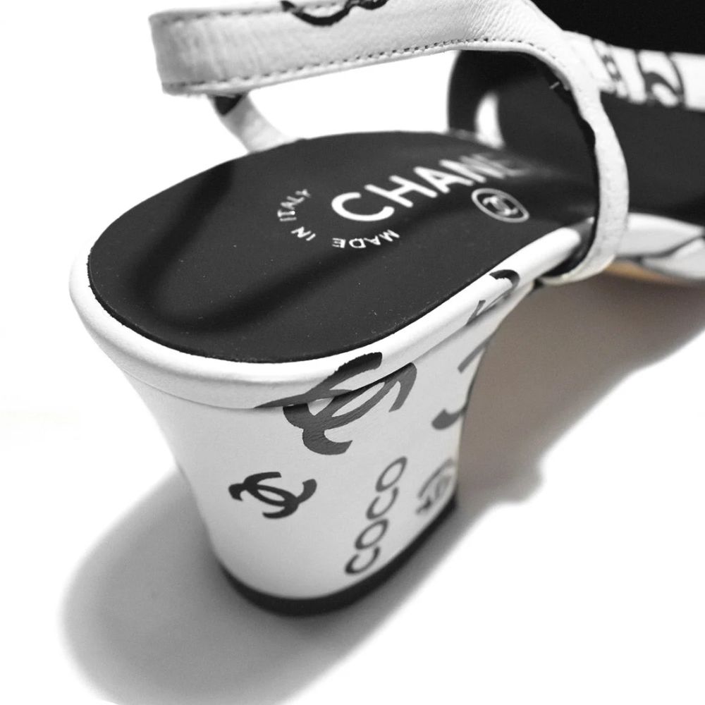 Chanel White & Black Premium Quality Heels Sandals-4