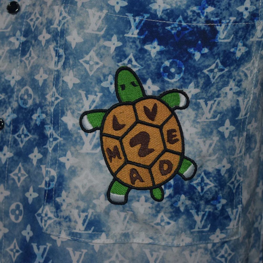 Louis Vuitton Blue Premium Quality Designer Shirt-4
