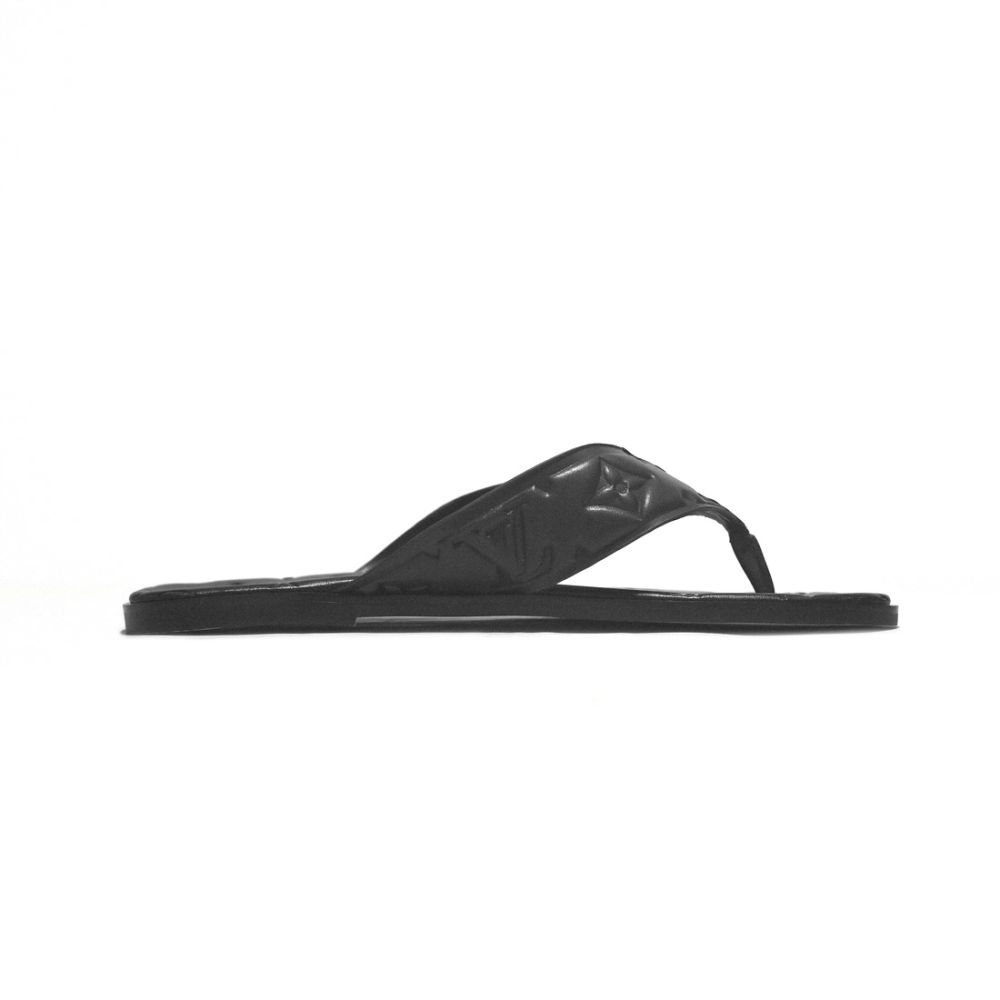 Louis Vuitton Black Premium Leather Mens Flip-flops-2