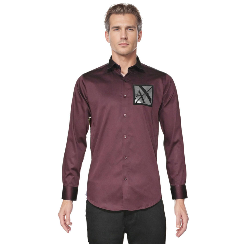 Armani Exchange Wine Premium Pocket Logo Shirt-6
