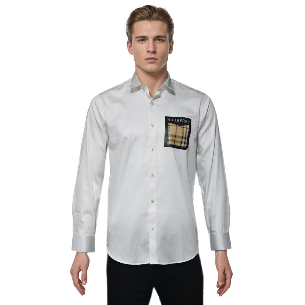 Burberry Pocket Logo White Premium Quality Shirt-6