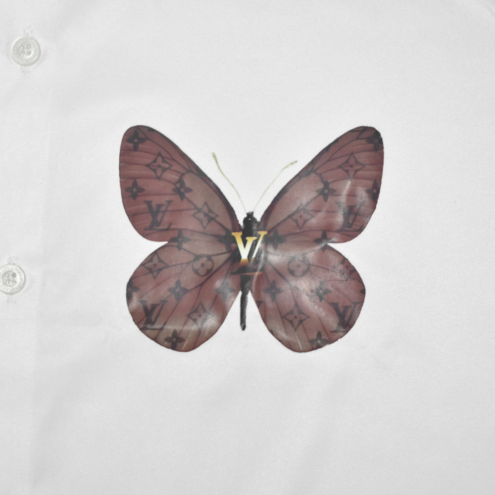 Louis Vuitton Butterfly Print on Pocket White Premium Shirt-3