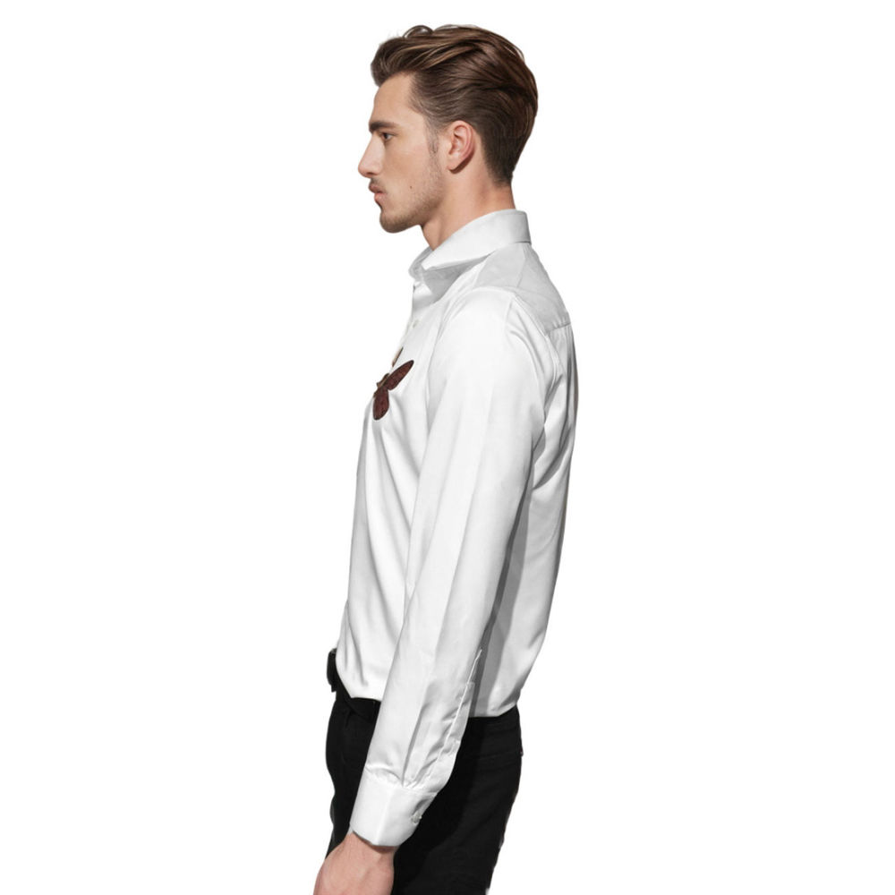 Louis Vuitton Butterfly Print on Pocket White Premium Shirt-2