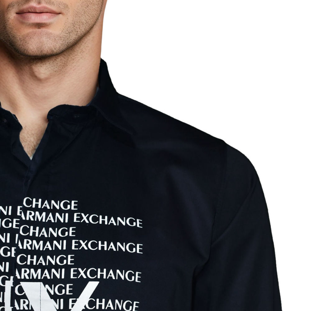 Armani Exchange Navy Blue Premium Quality Full Sleeve Shirt-4