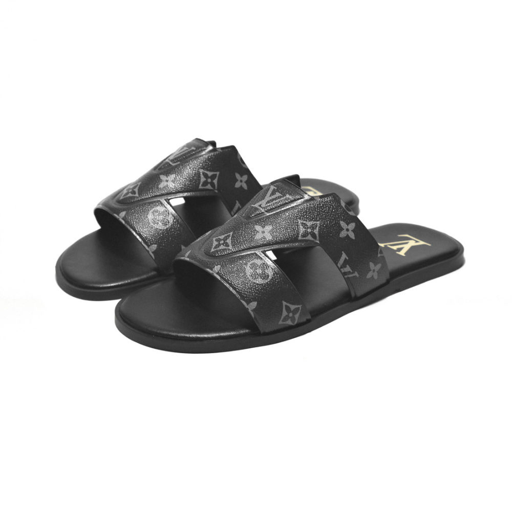Louis Vuitton Black Premium Quality Men's Flip-flops-thumb-0