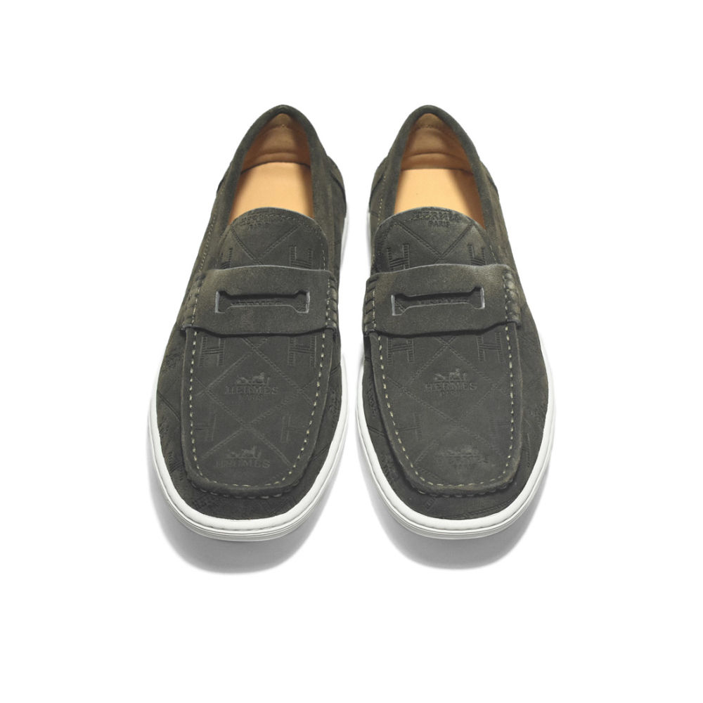 Hermes Green Premium Luxury Suede Loafers-3