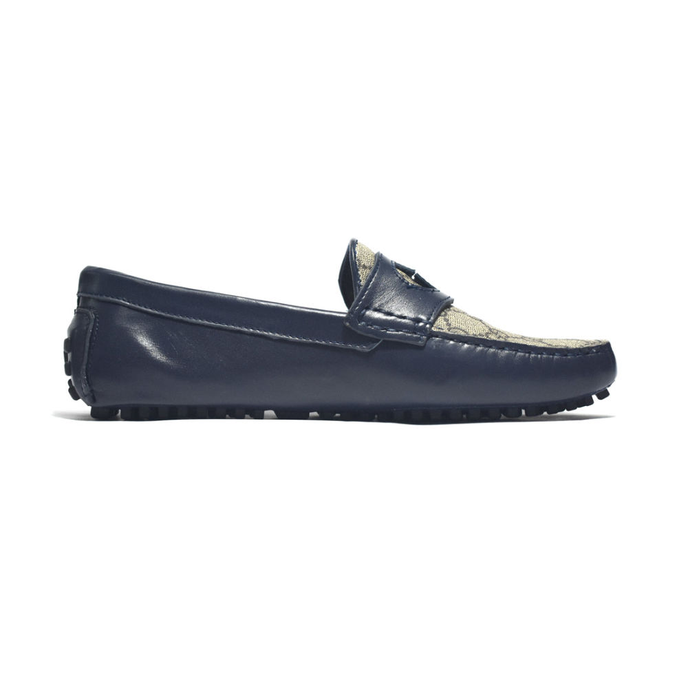 Gucci Blue Interlocking G Driver Loafers-2