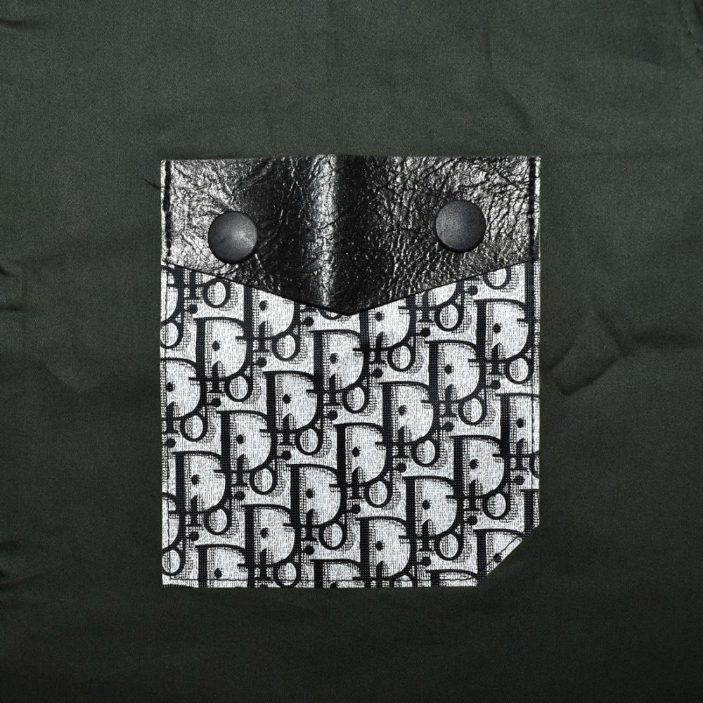 Dior Green Oblique Pattern Pocket Logo Shirt-3