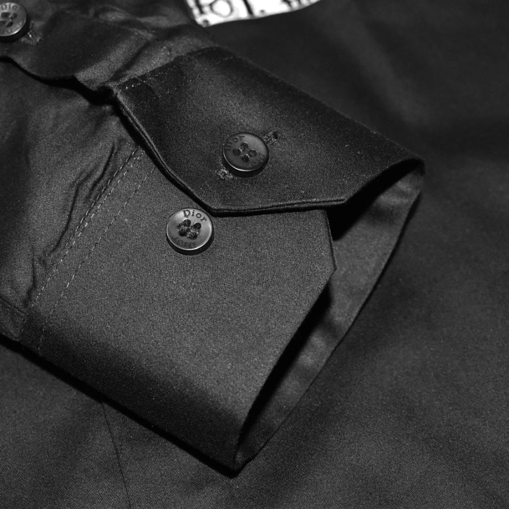 Dior Black Oblique Pattern Pocket Logo Shirt-6