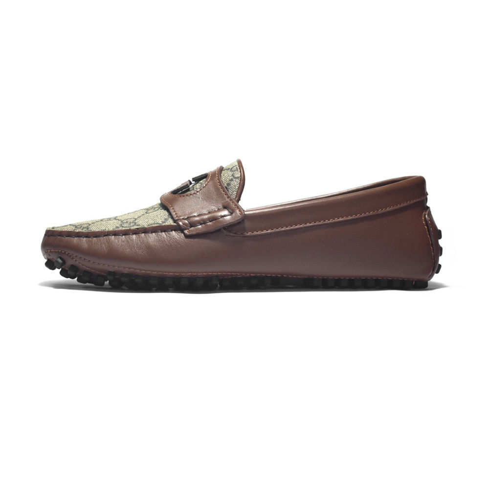 Gucci Brown Interlocking G Driver Loafers-1