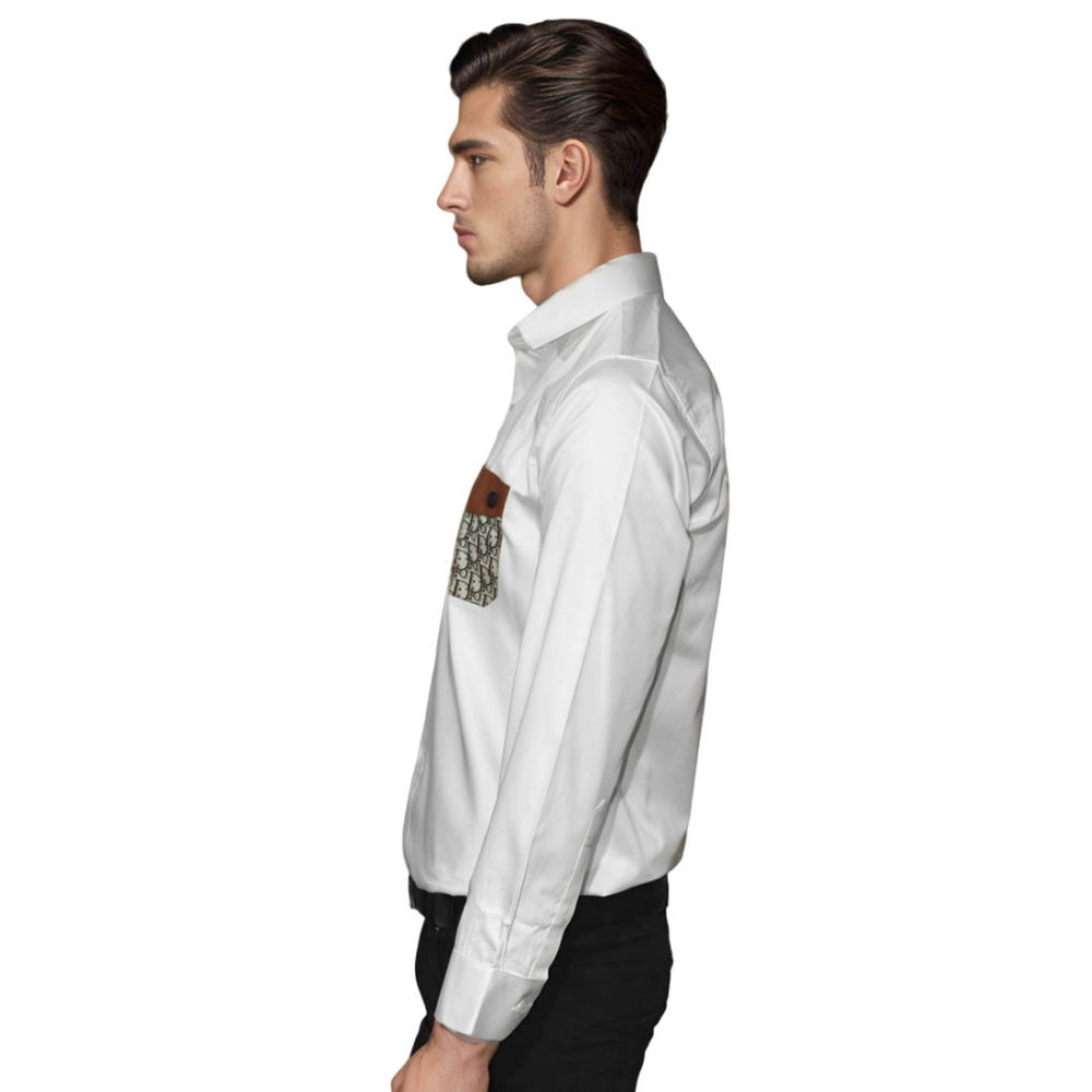 Dior Oblique Pattern Pocket Logo White Premium Shirt-2