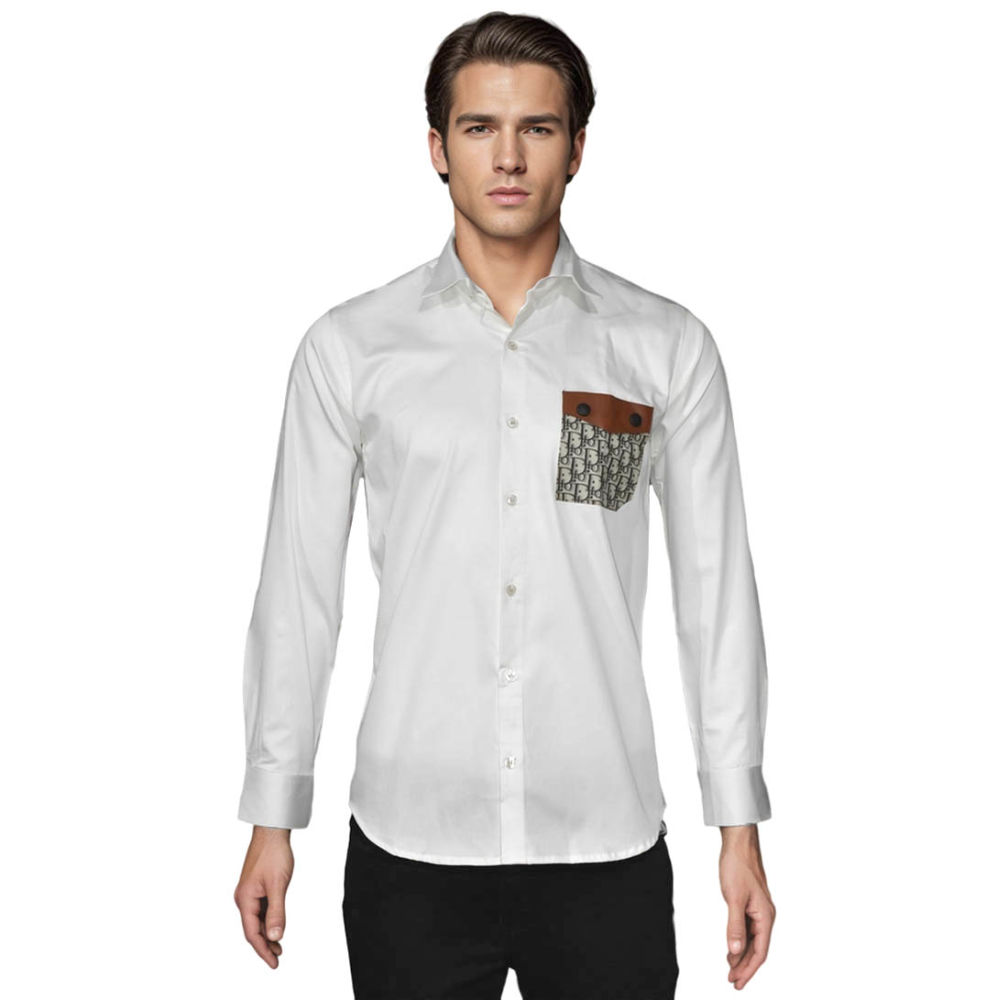 Dior Oblique Pattern Pocket Logo White Premium Shirt-7