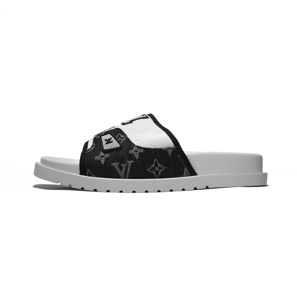 Louis Vuitton White & Black Premium Quality Men's Flip-flops-1