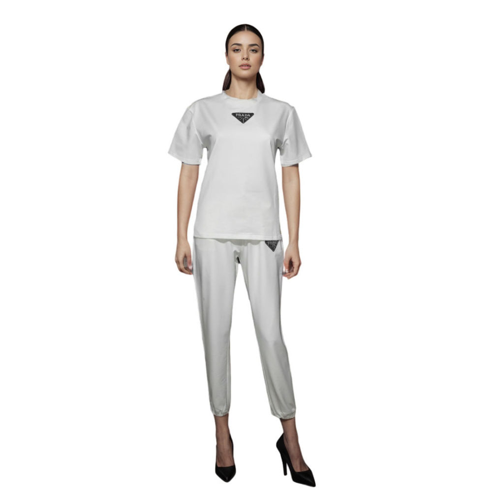 Prada Embroidered White Premium Co-ord Set-1